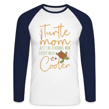 Sea Turtle Tortoise Mom Turtle Mom - Unisex Long Sleeve Baseball T-Shirt - white/navy - Front - Nik (191cm)