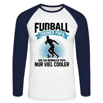 Fußball Trainer Papa Geschenkidee Vater - Unisex Baseballshirt langarm - Weiß/Navy - Vorne - Nik (191cm)