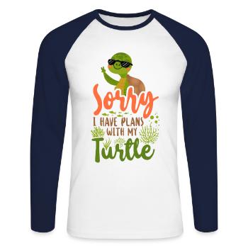 Sea Turtle Tortoise Sunglasses - Unisex Baseballshirt langarm - Weiß/Navy - Vorne - Nik (191cm)