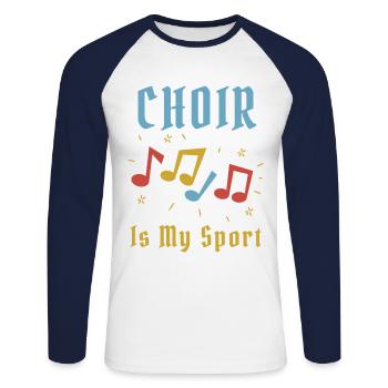 Funny Choir est mon sport Choristes Choristes Chanteur - T-shirt baseball manches longues Homme - blanc/marine - Devant - Nik (191cm)
