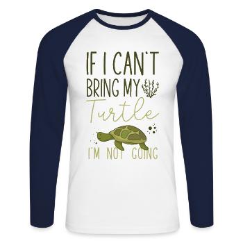 Sea Turtle Tortoise If I Can't - Unisex Baseballshirt langarm - Weiß/Navy - Vorne - Nik (191cm)