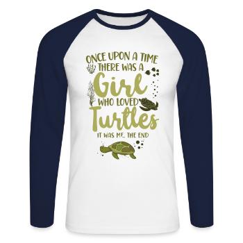 Sea Turtle Tortoise Once Upon A - Unisex Long Sleeve Baseball T-Shirt - white/navy - Front - Nik (191cm)