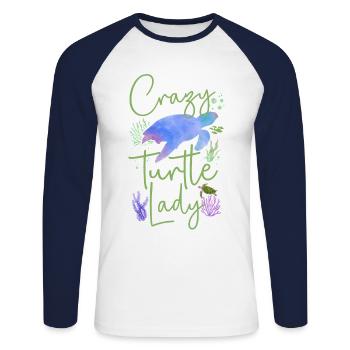 Sea Turtle Tortoise Watercolor - Unisex Baseballshirt langarm - Weiß/Navy - Vorne - Nik (191cm)