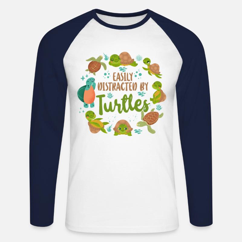Sea Turtle Tortoise Easily - Unisex Baseballshirt langarm - Weiß/Navy