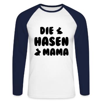 Die Hasen Mama Hase Kaninchen Mutter Haustier - Unisex Baseballshirt langarm - Weiß/Navy - Vorne - Nik (191cm)