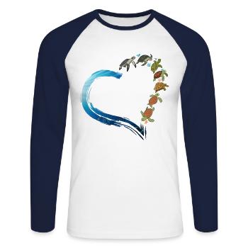 Sea Turtle Tortoise Heart - Unisex Long Sleeve Baseball T-Shirt - white/navy - Front - Nik (191cm)
