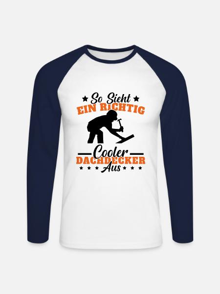 Dachdecker Meister Geschenk - Unisex Baseballshirt langarm - Weiß/Navy