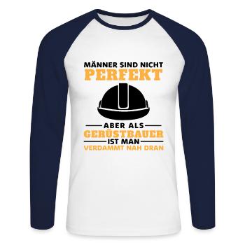 Gerüstbau Baustelle Handwerker Gerüstbauer - Unisex Baseballshirt langarm - Weiß/Navy - Vorne - Nik (191cm)