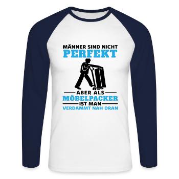 Möbelpacker Umzugshelfer Geschenkhumor - Unisex Baseballshirt langarm - Weiß/Navy - Vorne - Nik (191cm)
