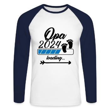Opa in 2024 bitte warten - Unisex Baseballshirt langarm - Weiß/Navy - Vorne - Nik (191cm)