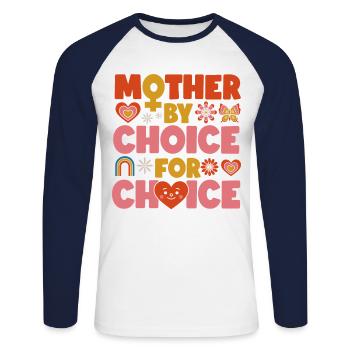Mère féministe par choix pour - T-shirt baseball manches longues Homme - blanc/marine - Devant - Nik (191cm)