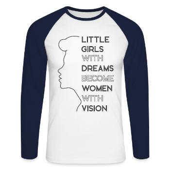 Feminist Little Girls With Dreams - Unisex Long Sleeve Baseball T-Shirt - white/navy - Front - Nik (191cm)