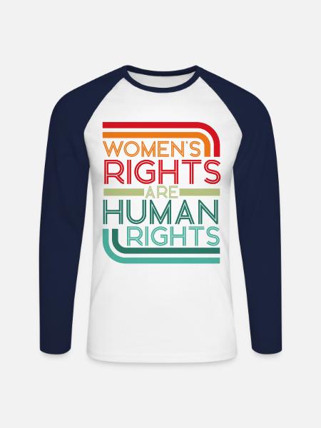 Feminist Retro Women's Rights Are - Unisex Baseballshirt langarm - Weiß/Navy