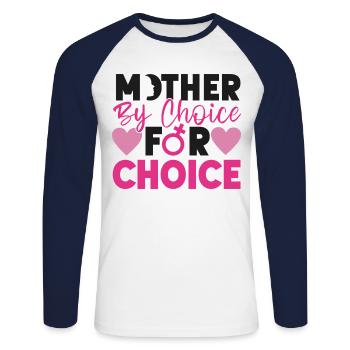 Mère féministe par choix pour - T-shirt baseball manches longues Homme - blanc/marine - Devant - Nik (191cm)