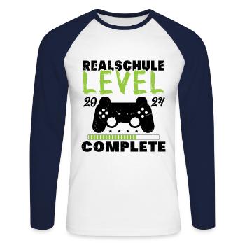 Realschulabschluss 2024 - Unisex Baseballshirt langarm - Weiß/Navy - Vorne - Nik (191cm)