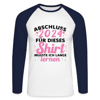 Graduation 2024 Graduation from secondary school - Unisex Long Sleeve Baseball T-Shirt - white/navy - Front - Nik (191cm)