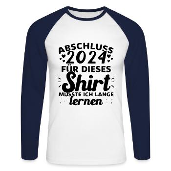 Graduation 2024 Graduation from secondary school - Unisex Long Sleeve Baseball T-Shirt - white/navy - Front - Nik (191cm)