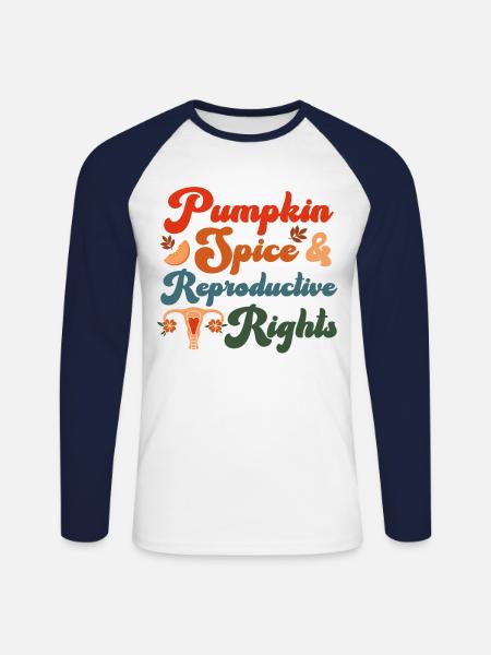 Feminist Fall Autumn Pumpkin Spice - Unisex Long Sleeve Baseball T-Shirt - white/navy