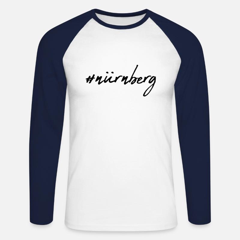 Nürnberg - Unisex Baseballshirt langarm - Weiß/Navy