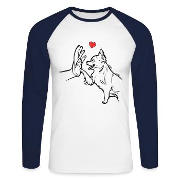 Chihuahuas doux Amour Chihuahua - T-shirt baseball manches longues Homme - blanc/marine - Devant - Nik (191cm)