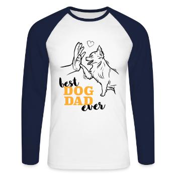 Chihuahua Amour Meilleur Chihuahua Papa Chihuahua - T-shirt baseball manches longues Homme - blanc/marine - Devant - Nik (191cm)