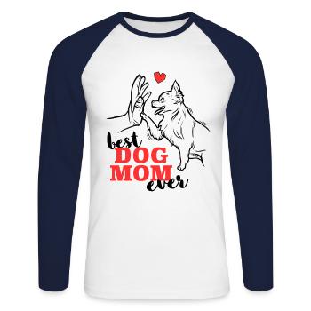 Chihuahua Amour Meilleur Chihuahua Maman Chihuahua - T-shirt baseball manches longues Homme - blanc/marine - Devant - Nik (191cm)