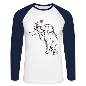Cute Golden Retriever Love Golden Retriever - Unisex Long Sleeve Baseball T-Shirt - white/navy - Front - Nik (191cm)