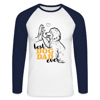 Meilleur caniche Papa caniche - T-shirt baseball manches longues Homme - blanc/marine - Devant - Nik (191cm)