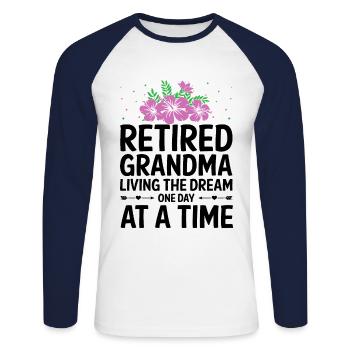 Grand-mère retraitée Pension de retraite Grand-mère Reti - T-shirt baseball manches longues Homme - blanc/marine - Devant - Nik (191cm)