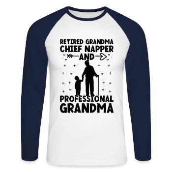 Grand-mère retraitée Pension de retraite Grand-mère Reti - T-shirt baseball manches longues Homme - blanc/marine - Devant - Nik (191cm)