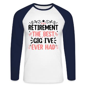 Grand-mère retraitée Pension de retraite Grand-mère Reti - T-shirt baseball manches longues Homme - blanc/marine - Devant - Nik (191cm)