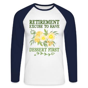 Grand-mère retraitée Pension de retraite Grand-mère Reti - T-shirt baseball manches longues Homme - blanc/marine - Devant - Nik (191cm)