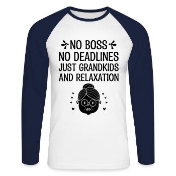 Grand-mère retraitée Pension de retraite Grand-mère Reti - T-shirt baseball manches longues Homme - blanc/marine - Devant - Nik (191cm)