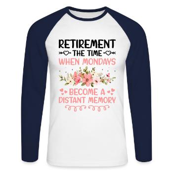 Grand-mère retraitée Pension de retraite Grand-mère Reti - T-shirt baseball manches longues Homme - blanc/marine - Devant - Nik (191cm)