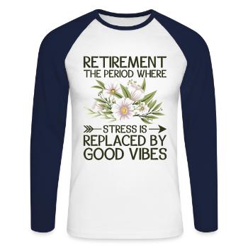 Grand-mère retraitée Pension de retraite Grand-mère Reti - T-shirt baseball manches longues Homme - blanc/marine - Devant - Nik (191cm)
