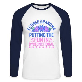 Grand-mère retraitée Pension de retraite Grand-mère Reti - T-shirt baseball manches longues Homme - blanc/marine - Devant - Nik (191cm)