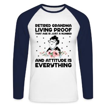Grand-mère retraitée Pension de retraite Grand-mère Reti - T-shirt baseball manches longues Homme - blanc/marine - Devant - Nik (191cm)