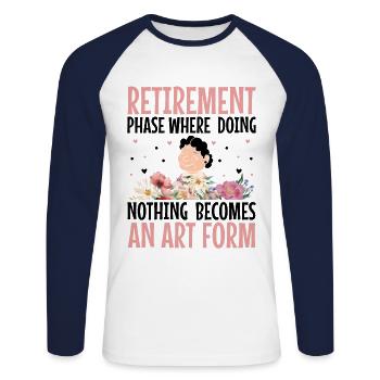 Grand-mère retraitée Pension de retraite Grand-mère Reti - T-shirt baseball manches longues Homme - blanc/marine - Devant - Nik (191cm)