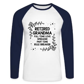 Grand-mère retraitée Pension de retraite Grand-mère Reti - T-shirt baseball manches longues Homme - blanc/marine - Devant - Nik (191cm)