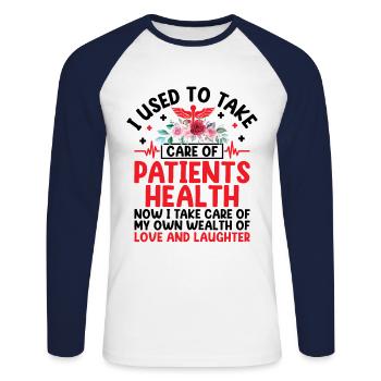 Grand-mère retraitée Pension Infirmière infirmière en soins infirmiers - T-shirt baseball manches longues Homme - blanc/marine - Devant - Nik (191cm)