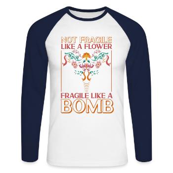 Feminist Not Fragile Like A Flower - Unisex Long Sleeve Baseball T-Shirt - white/navy - Front - Nik (191cm)