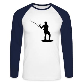 Wakeboarding - Unisex Baseballshirt langarm - Weiß/Navy - Vorne - Nik (191cm)