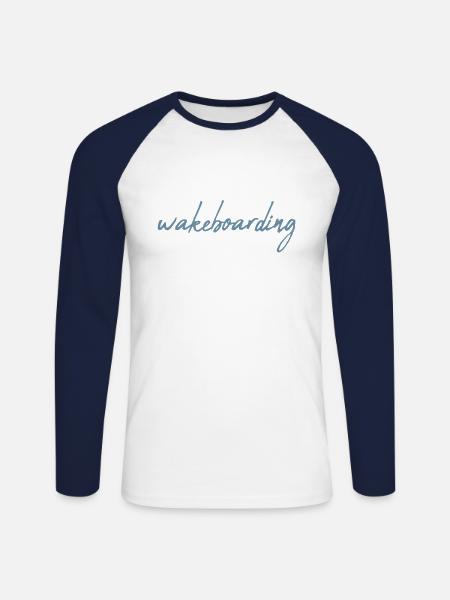 Wakeboarding - Unisex Long Sleeve Baseball T-Shirt - white/navy
