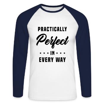 Pratiquement parfait à tous points de vue - T-shirt baseball manches longues Homme - blanc/marine - Devant - Nik (191cm)