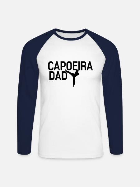 Capoeira Dad - Unisex Long Sleeve Baseball T-Shirt - white/navy