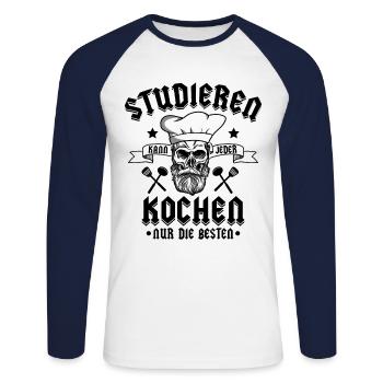 Koch Studieren Kann Jeder Kochen Nur Die Besten - Unisex Baseballshirt langarm - Weiß/Navy - Vorne - Nik (191cm)