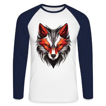 Fox Portrait - Unisex Long Sleeve Baseball T-Shirt - white/navy - Front - Nik (191cm)