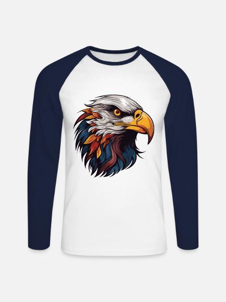 Adler Portrait - Unisex Baseballshirt langarm - Weiß/Navy