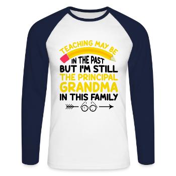 Retired Grandma Pensioner Pension Teacher Teach Re - Unisex Long Sleeve Baseball T-Shirt - white/navy - Front - Nik (191cm)