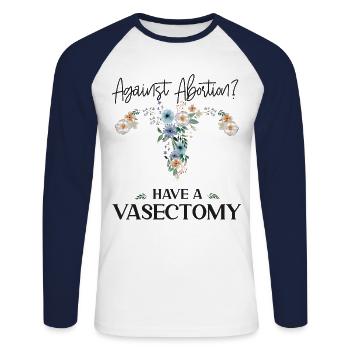 Feminist Flower Floral Against - Unisex Baseballshirt langarm - Weiß/Navy - Vorne - Nik (191cm)